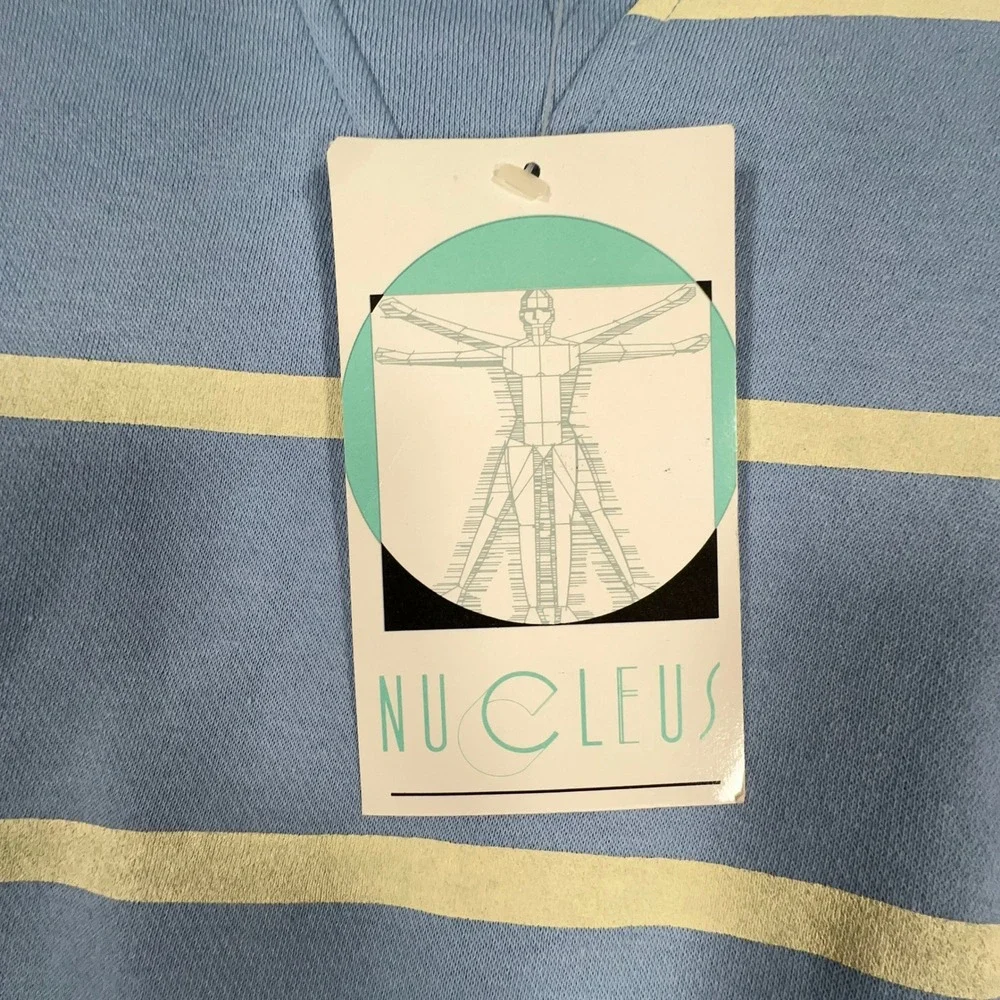 Vintage 90s Nucleus Sweatshirt Mens M Blue Yellow Striped Raglan Crewneck NEW